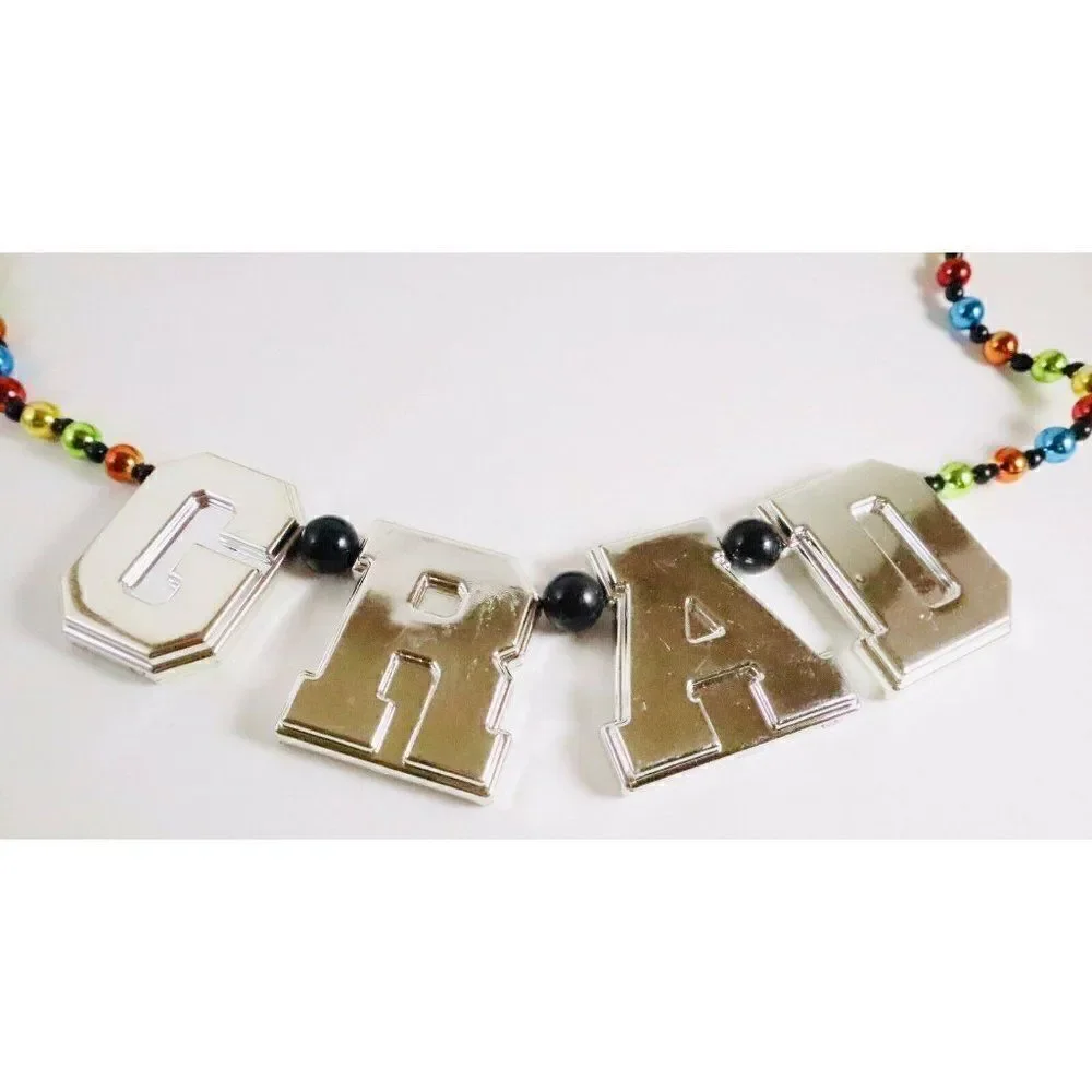 Graduation Beads Necklace Mardi Gras Multi Color Party Collar Celebration Prop